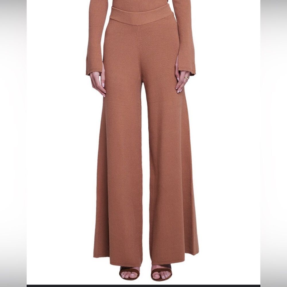 L’agence wide leg pull on leggings  Women's tan & gold metallic Wide-Leg  XS